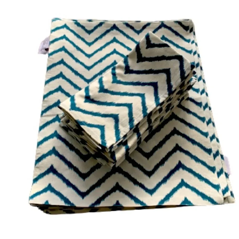 New Bundle of 12 Napkins & 12 Placemats - Chevron Ikat Rustic Farmhouse Style